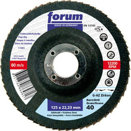 Forum - Meule-éventail Ø 115 mm (13300 tr/mn), 12° bombée, Grain : 40 Forum  - Accessoires meulage