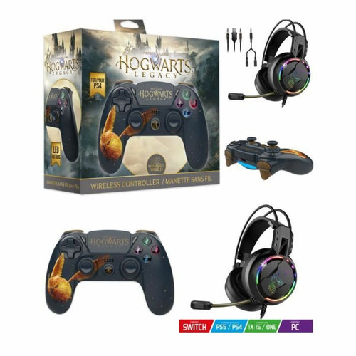 Freaks And Geeks - Manette PS4 Bluetooth Harry Potter Hogwarts Legacy Vivet Doré Lumineuse 3.5 JACK + Casque Gamer PRO-H7 Multiplateforme Freaks And Geeks  - Casque Micro Non rgb