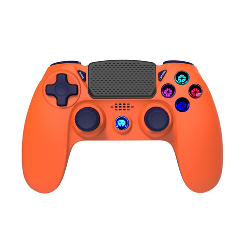 Freaks And Geeks - Manette Sans Fil Bicolore Orange / Bleue pour PS4 Avec Prise Jack pour casque et boutons lumineux - Manette PS4
