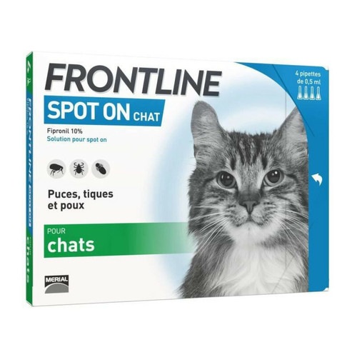 Frontline - FRONTLINE Spot On chat - - Anti-puces et anti-tiques pour chat -  4 pipettes Frontline  - Anti puce