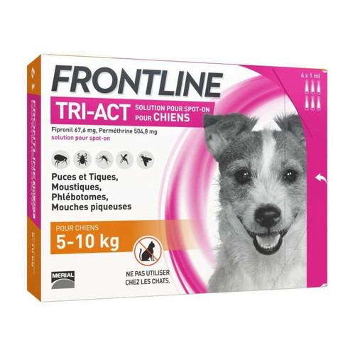 Frontline - FRONTLINE TRI-ACT 5-10kg - 6 pipettes Frontline  - Hygiène et soin pour chien