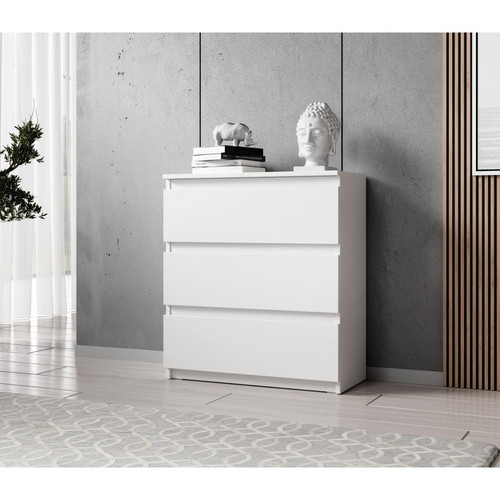 Furnix - Furnix Commode / Meuble de rangement ARENAL avec 3 tiroirs 70 x 37 x 76 cm blanc style moderne Furnix  - Maison