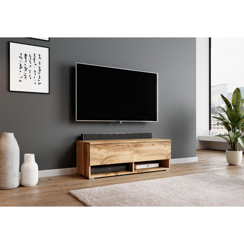 Furnix - Furnix Meuble tv / Meuble tv suspendu ALYX 100 x 32 x 34 cm style industriel chêne wotan sans LED - Meuble TV suspendu Meubles TV, Hi-Fi
