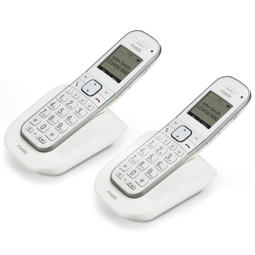 Téléphone fixe filaire FYSIC Téléphone sans fil sénior grandes touches, 2 combinés FX-9000 DUO Blanc