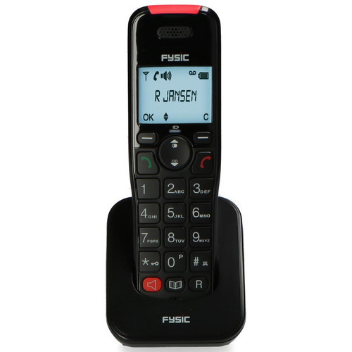 FYSIC Téléphone fixe sénior avec répondeur et téléphone sans fil FX-8025 Noir