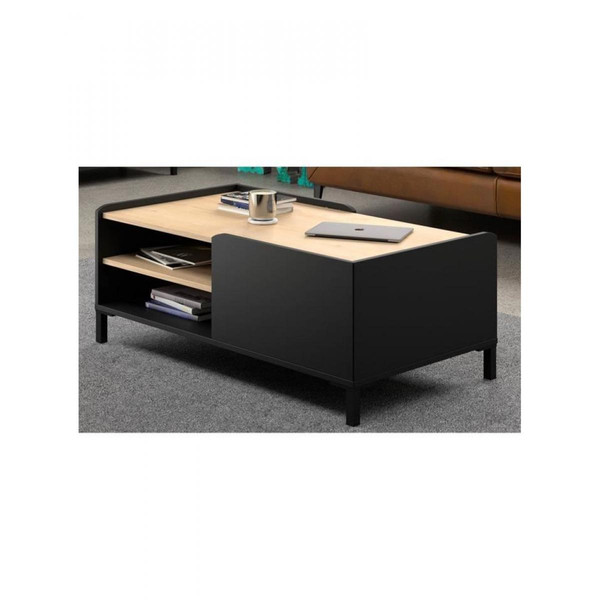 Tables basses Gami AMSTERDAM Table basse - Décor chataigner et noir - L 106 x P 60 x H 42 cm