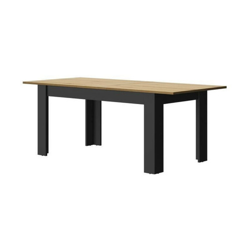 Gami - Table a manger rectangulaire + allonge - Decor chene et noir - L 200 x P 90 x H 77 cm - MANCHESTER Gami   - Gami
