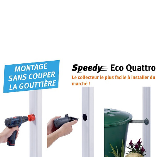 Garantia Collecteur eau de pluie Speedy Eco QUATTRO carré gris (sans découpe de gouttière) - GARANTIA
