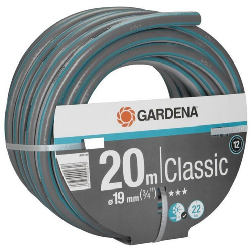 Gardena GARDENA Tuyau d'arrosage Classic – Longueur 20m – Ø19mm – Haute résistance pression 22 bar maximum – Garantie 12 ans (