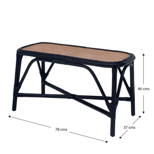 Ensembles tables et chaises Banc Bout de Lit en Rotin Naturel Chillvert Parma 78x73x43 cm avec Design en Osier Bicolore Noir et Marron