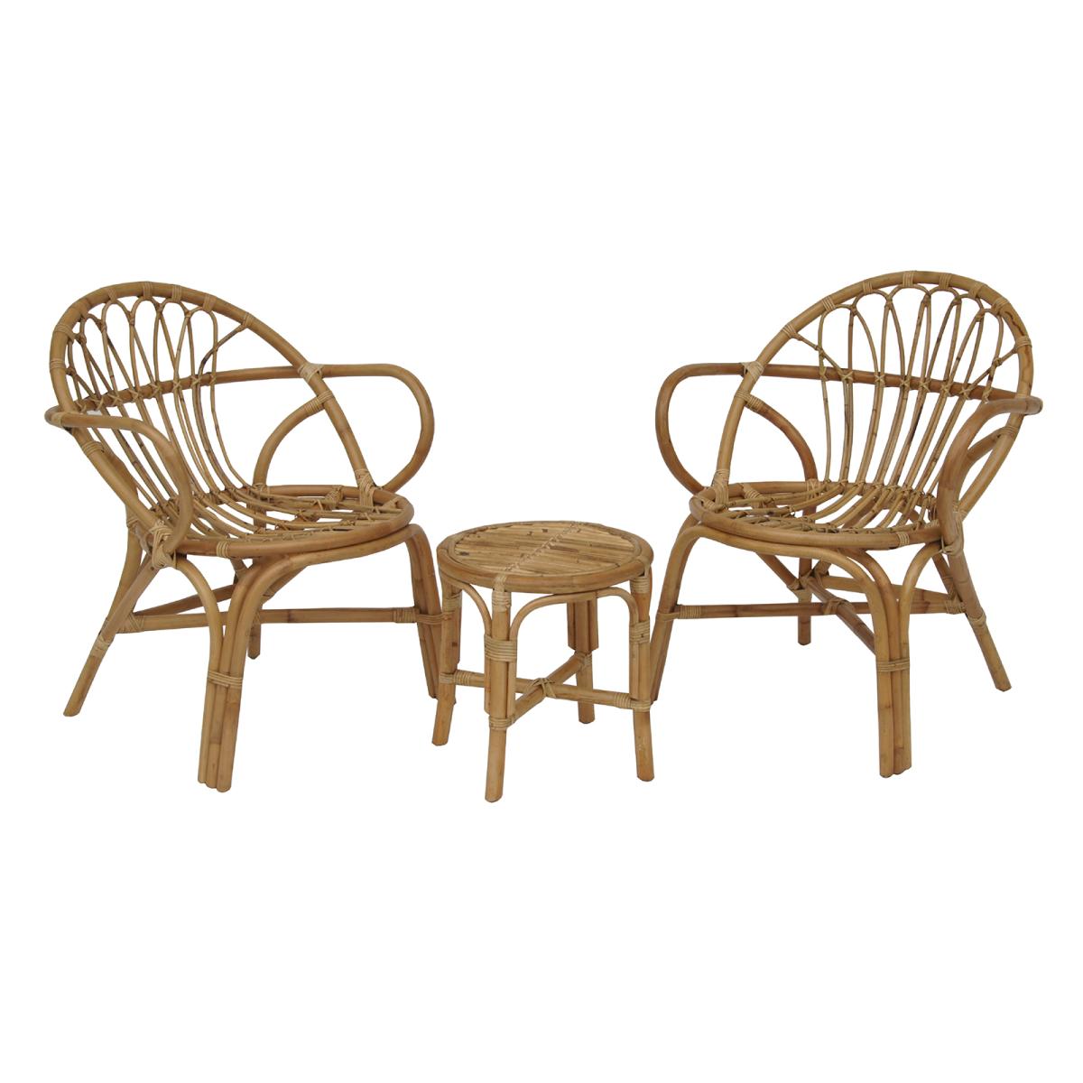 chillvert ensemble chaises et table d'appoint pour jardin et terrasse 2 personnes chillvert parma 66x64x80 cm rotin naturel  marron
