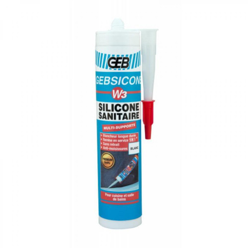 Mastic, silicone, joint Geb Mastic sanitaire silicone acétique W3 blanc multi-supports sans odeur cartouche de 280ml