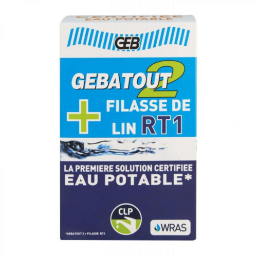 Geb - Pack Gebatout2 + Filasse RT1, 500g de pâte et 80g de filasse, étanchéité des raccords filetés certifiée eau potable - Geb