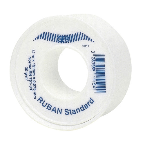 Geb - ruban téflon standard pour raccords filetés métalliques - 19 mm x 12 m x 0,075 mm - geb Geb  - Plomberie & sanitaire