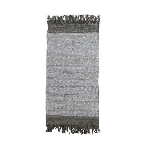 GEESE HOME - 6863-Tapis cuir et coton gris 60x120 cm GEESE HOME  - GEESE HOME