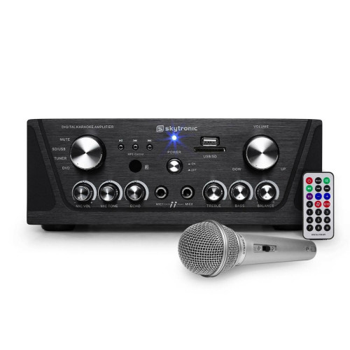 Gefroy - Amplificateur Skytronic karaoké noir USB/SD/FM 160W + 1 Microphone filaire silver Gefroy  - Home-cinéma Pack reprise