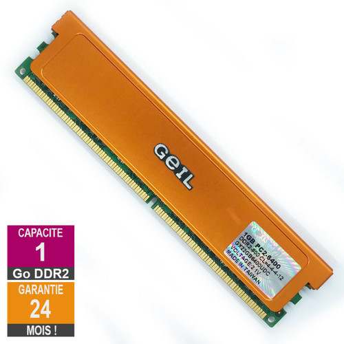 Geil - Barrette Mémoire 1Go RAM DDR2 Geil GX22GB6400DC DIMM PC2-6400U 2Rx8 Geil  - Memoire pc reconditionnée