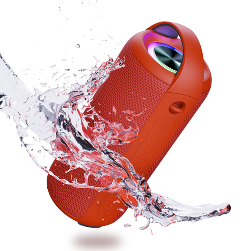 General - Haut-parleur Bluetooth stéréo étanche 20 W, haut-parleur Bluetooth étanche utilisant la dernière technologie Bluetooth 5.0, son surround HD 360° avec basses, double couplage pour la maison, la fête, la plage (rouge). General  - Enceinte Multimédia