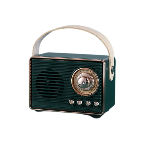 General - Haut-parleur stéréo Bluetooth portable rétro, haut-parleur vintage rétro sans fil amélioré avec fente pour carte TF, jolis accessoires de style ancien, esthétiques pour les chambres, le bureau, la maison (vert foncé) - Hauts-parleurs