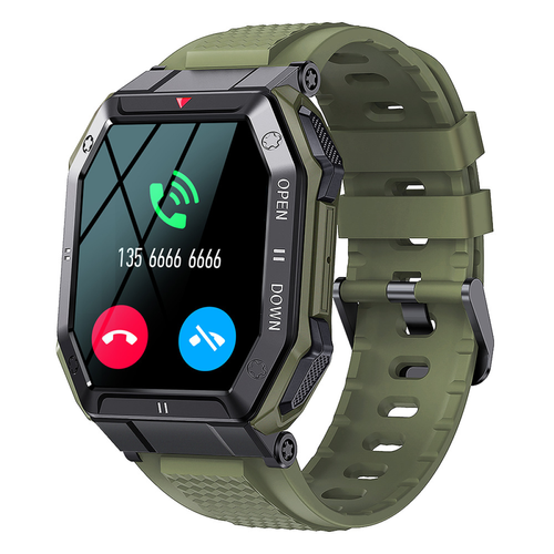 General - Montre intelligente, tracker de fitness : montres intelligentes militaires tactiques pour sports de plein air, Bluetooth (répondre/faire un appel), montre intelligente étanche IP68 pour Android 4.4 Phone8.0.(vert) General  - Objets connectés