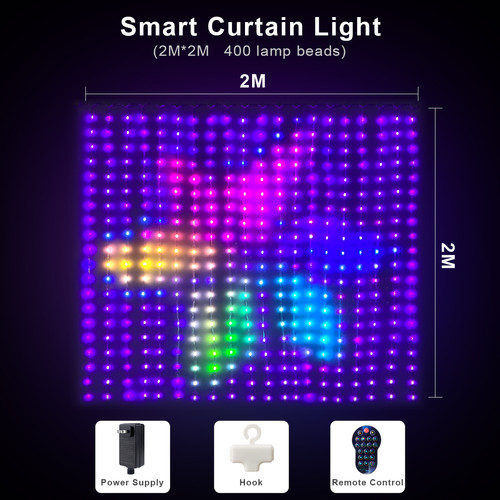 Generic - Programmable Smart pixel LED avec application Bluetooth ws2812 rgbic néon affichage logo DIY texte m-Prise De Courant Au,2 M tres x 2 M tres Generic  - Electricité