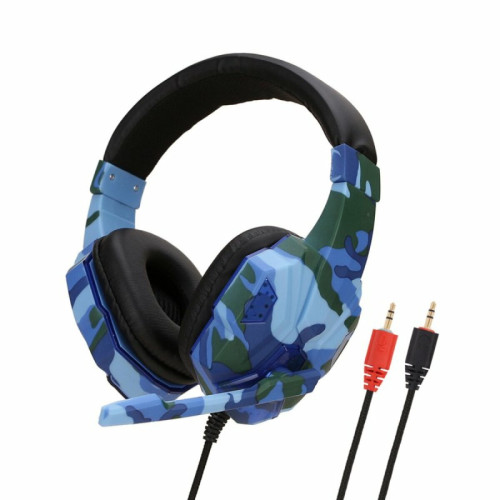 Generic - Écouteurs Gaming Headset Camouflage Casques Avec Microphone Pour Pc Portable Camouflage Blue Pc Edition - Gaming headset