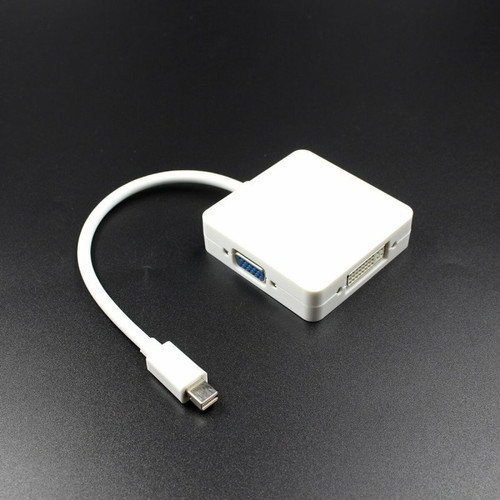 Generic Câble Adaptateur Mini Display Port 3 En 1 Dp Thunderbolt Vers Dvi Vga Hdmi Blanc