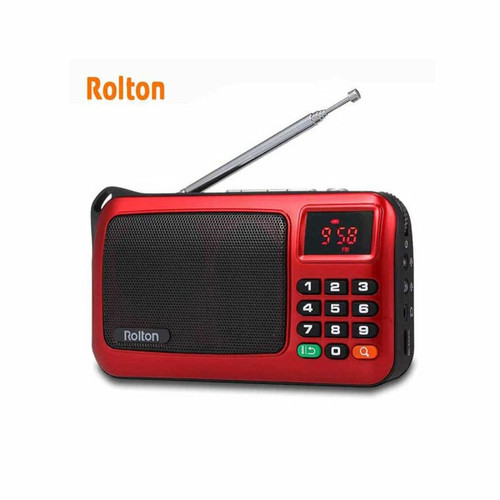 Radio Rolton W405 Digital Mini Mp3 Music Player Portable Fm Radio Speaker Tf Usb Disk Player With Flashlight Red