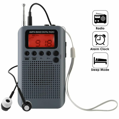 Generic - Radio Portable Am Fm À Deux Bandes Avec Réveil Et Minuterie De Mise En Veille Radio Stéréo À Gris Generic  - Radio fm