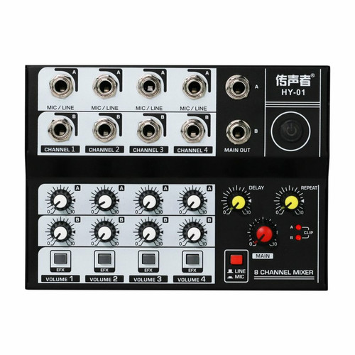 Generic - Mini Mixage Audio Mixeur De Son 8 Canaux Karaoké Microphone Amplificateur Console Noir Generic  - Microphone