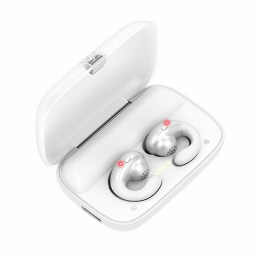 Ecouteurs intra-auriculaires Generic S19 Tws Écouteurs Sans Fil Oreille Clip Conduction Osseuse Bluetooth Casque Basse Hi-Fi Stéréo Écouteur Blanc