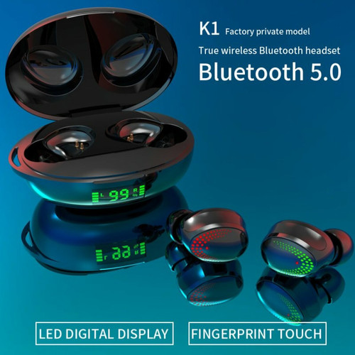 Generic - K1 Touch Bluetooth Headset 5.0 Écouteurs Intra-Auriculaires Binauraux Sans Fil Avec Affichage De Puissance Bluetooth Headset Noir Generic  - Ecouteurs intra-auriculaires Bluetooth