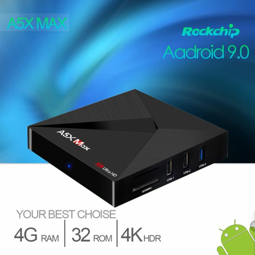 Passerelle Multimédia Tv Box 4G Ddr3 Sdram 32G Flash Rk3318 Quad-Core Pour Android 9.0 4K Hd H.265 2.4G Wifi Media Player Réglementation Britannique
