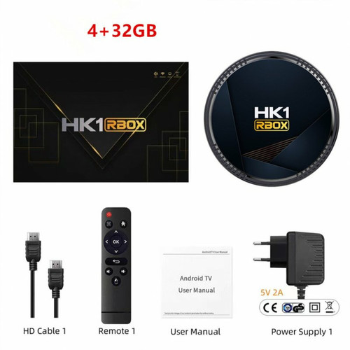 Generic - Hk1 Rbox H8 Set-Top Box H618 Android 12.0 Hd Double Bande Wifi6 Bluetooth 5.0 Avec Rc Noir 4Gb 32Gb Us Plug Generic  - Box TV (Apple TV, Chromecast...)