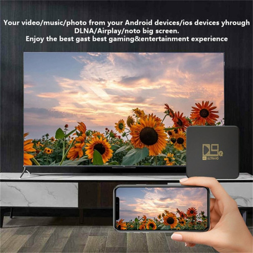 Generic D9Q Set-Top Box S905 1.5Ghz Quad-Core Arm Effacer 4K Hdr Android 11 2.4G Wifi Haut Débit D9 Réseau Tv Box Noir Eu Plug