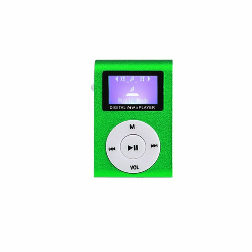 Generic - Mini Cube Clip-Type Lecteur Mp3 Affichage Rechargeable Portable Musique Haut-Parleur Avec Écouteur Câble Usb Vert Generic  - Lecteur mp3 avec clip