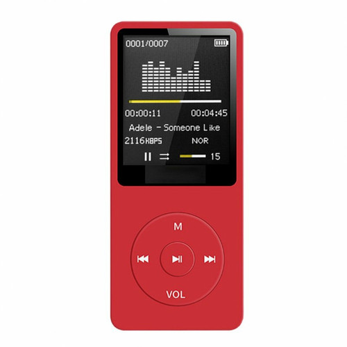 Generic - Bluetooth Mp3 Music Player Lossless Portable Fm Radio Externe Ultra-Mince Étudiant Enregistreur Mp3 Rouge 4 Go Generic  - Lecteur MP3 / MP4 Bluetooth