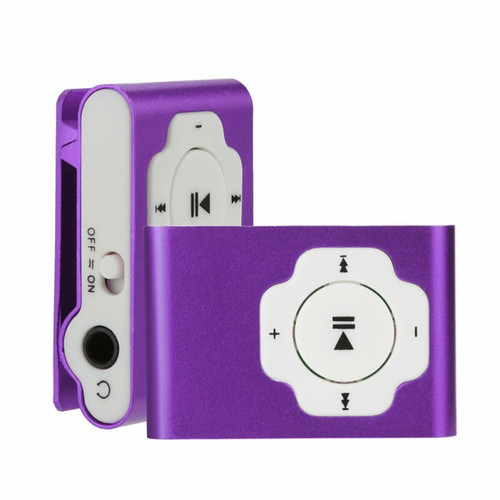 Generic - Mini Cube Lecteur Mp3 Support Tf-Card / Micro Sd Rechargeable Portable Key Music Player Avec Meatal Clip Violet Generic  - Lecteur mp3 avec clip