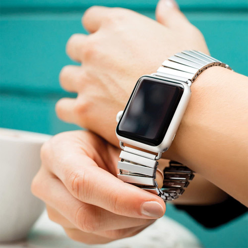 Accessoires bracelet connecté Élastique de sangle en acier inoxydable pour la bande de montre Apple Watch