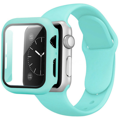 Generic - Verre + boîtier + sangle pour Apple Watch Band Cyan 38 mm m - L Generic  - Accessoires bracelet connecté
