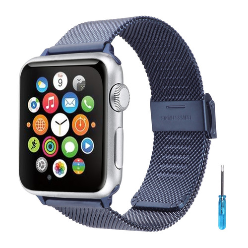 Generic - Sangle en métal pour Apple Watch Band Bleu pour 42 mm 44 mm 45 mm Generic  - Accessoires bracelet connecté
