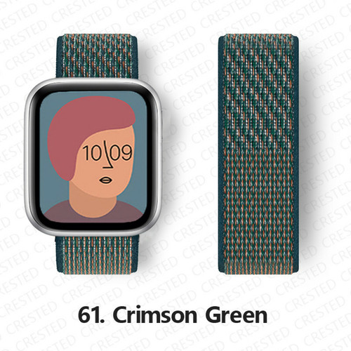 Generic - Sangle de boucle en nylon pour Apple Watch Band 61 Crimson Green 42 mm 44 mm 45 mm Generic  - Accessoires bracelet connecté