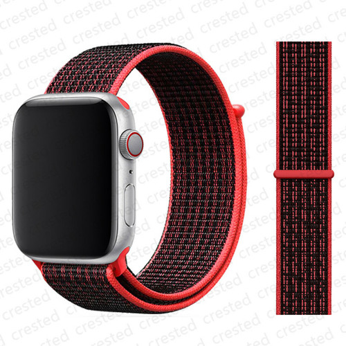 Generic - Sangle de boucle en nylon pour Apple Watch Band 10 Black Red 42 mm 44 mm 45 mm Generic  - Montre et bracelet connectés