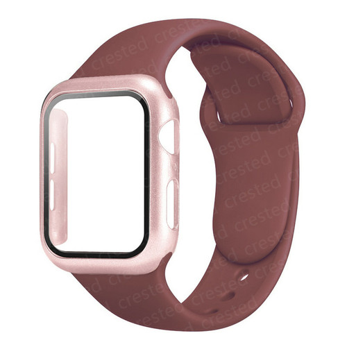Generic - Verre + boîtier + sangle pour Apple Watch Band Wine Red 45 mm Series 7 Generic  - Marchand Valtroon