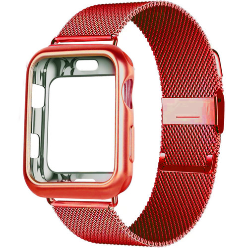 Accessoires bracelet connecté Generic Sangle de boucle milanaise + étui pour Apple Watch Band