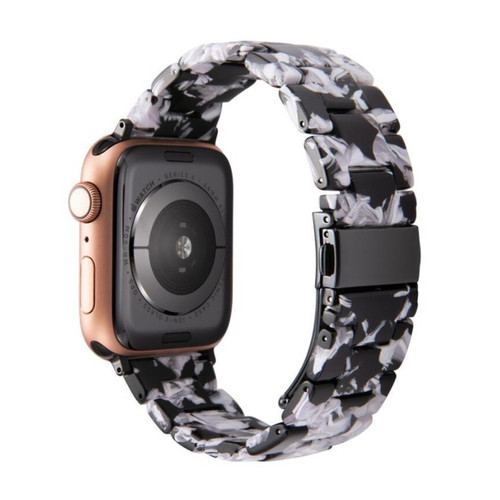 Generic - Sangle de montre en résine pour pomme de montre pomme fleurs blanches noires pour 42 mm 44 mm 45 mm Generic  - Accessoires bracelet connecté
