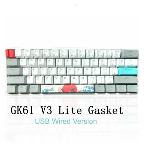 Generic - Mini portable 60% Clavier mécanique GK61 V3 White Gateron Bleu Generic  - Pack Clavier Souris