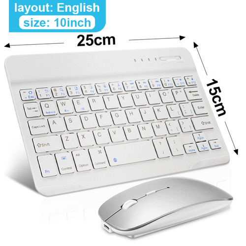 Generic - Mini mini clavier Bluetooth rechargeable de souris 10 en blanc anglais Generic  - Pack Clavier Souris