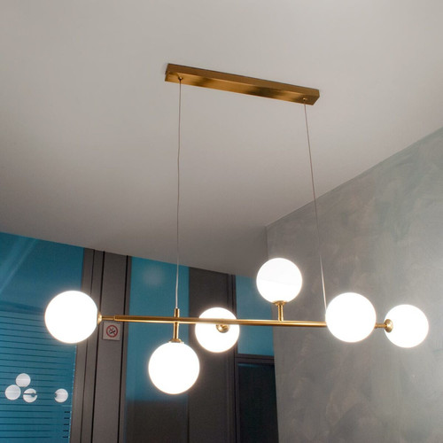 Generic - Lustre moderne suspension en bronze doré 6 lampes G9 douille globe éclairage salon cuisine restaurant salon 230V Generic  - Lampe de Bureau LED