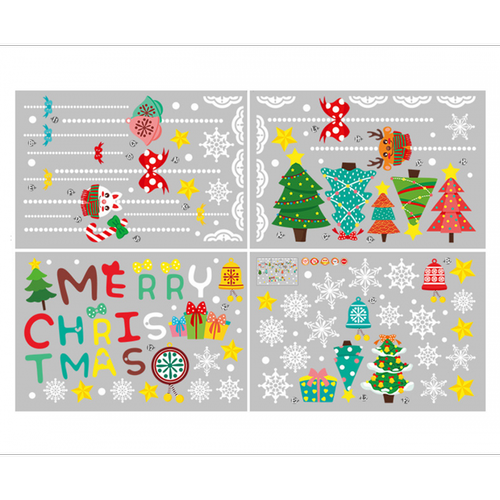 Décorations de Noël Generic 2PCS Décorations de Noël Décorations de Porte Verre Stickers Shop Windows Christmas Scène Décoration Arbre de Noël Stickers